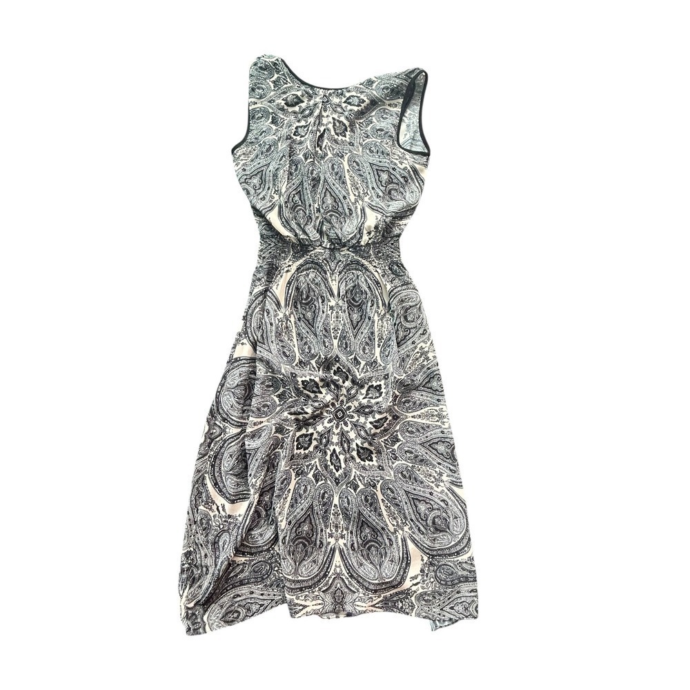 Alexia‎ Admor Dress XS Sleeveless Black White Paisley Print Midi Women's NWT